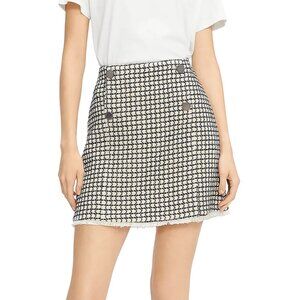 NEW Ted Baker HoundstoothTweed A Line Mini Skirt-Ivory+Black-Size 10